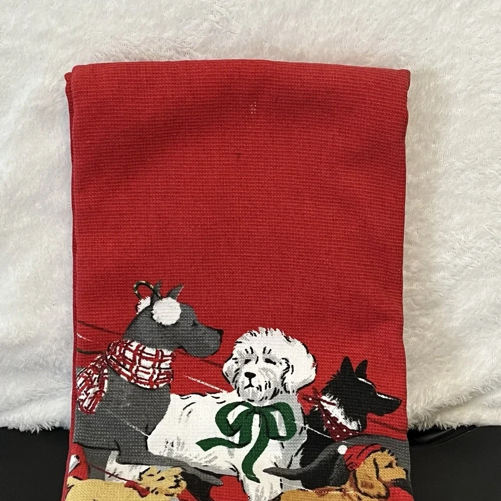 Christmas Kitchen Hand Towels Tea Towel Dog Red Assorted Dogs New w/ Flaw Lot 2